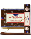 Satya Nag Champa Arabian Oudh 180 grams. 12 boxes x 15 g per box. Premium Handrolled Incense sticks.