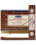 Satya Nag Champa Aromatic Frankincense 180 grams. 12 boxes x 15 g per box. Premium Handrolled Incense sticks.