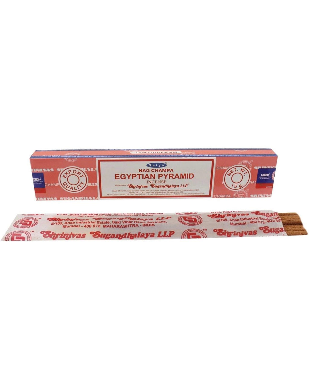 Satya Nag Champa Egyptian Pyramid 180 grams. 12 boxes x 15 g per box. Premium Handrolled Incense sticks.