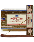 Satya Nag Champa Palo Santo 180 grams. 12 boxes x 15 g per box. Premium Handrolled Incense sticks.