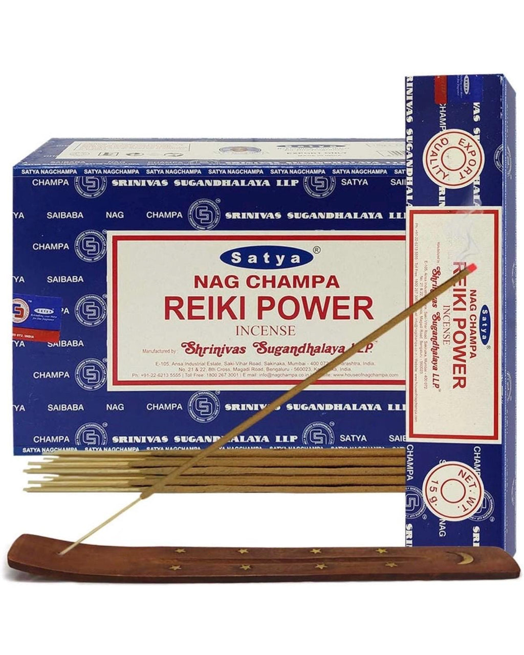 Satya Nag Champa Reiki Power 180 grams. 12 boxes x 15 g per box. Premium Handrolled Incense sticks.