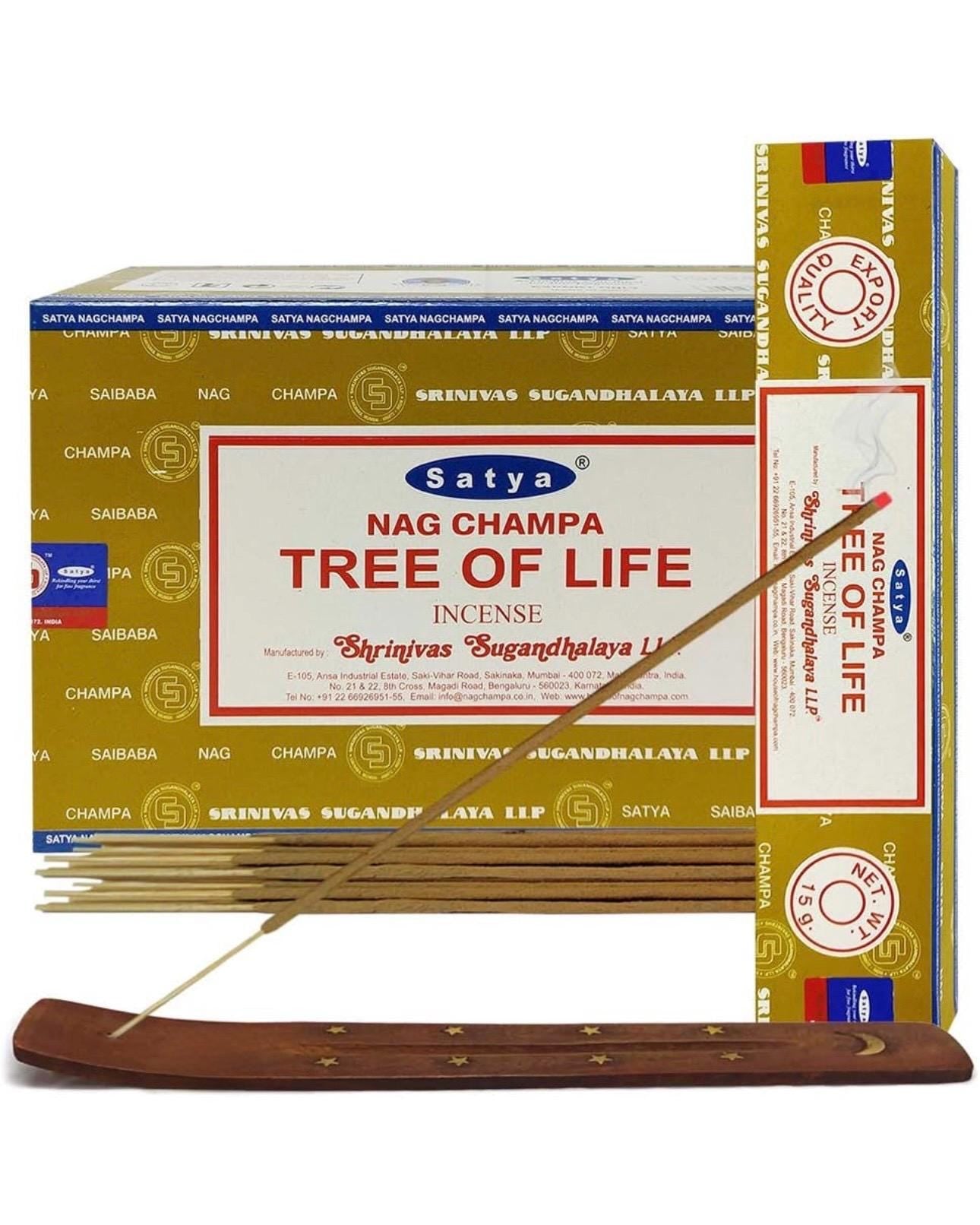 Satya Nag Champa Tree Of Life 180 grams. 12 boxes x 15 g per box. Premium Handrolled Incense sticks.