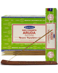 Satya Nag Champa Aruda 180 grams. 12 boxes x 15 g per box. Premium Handrolled Incense sticks.