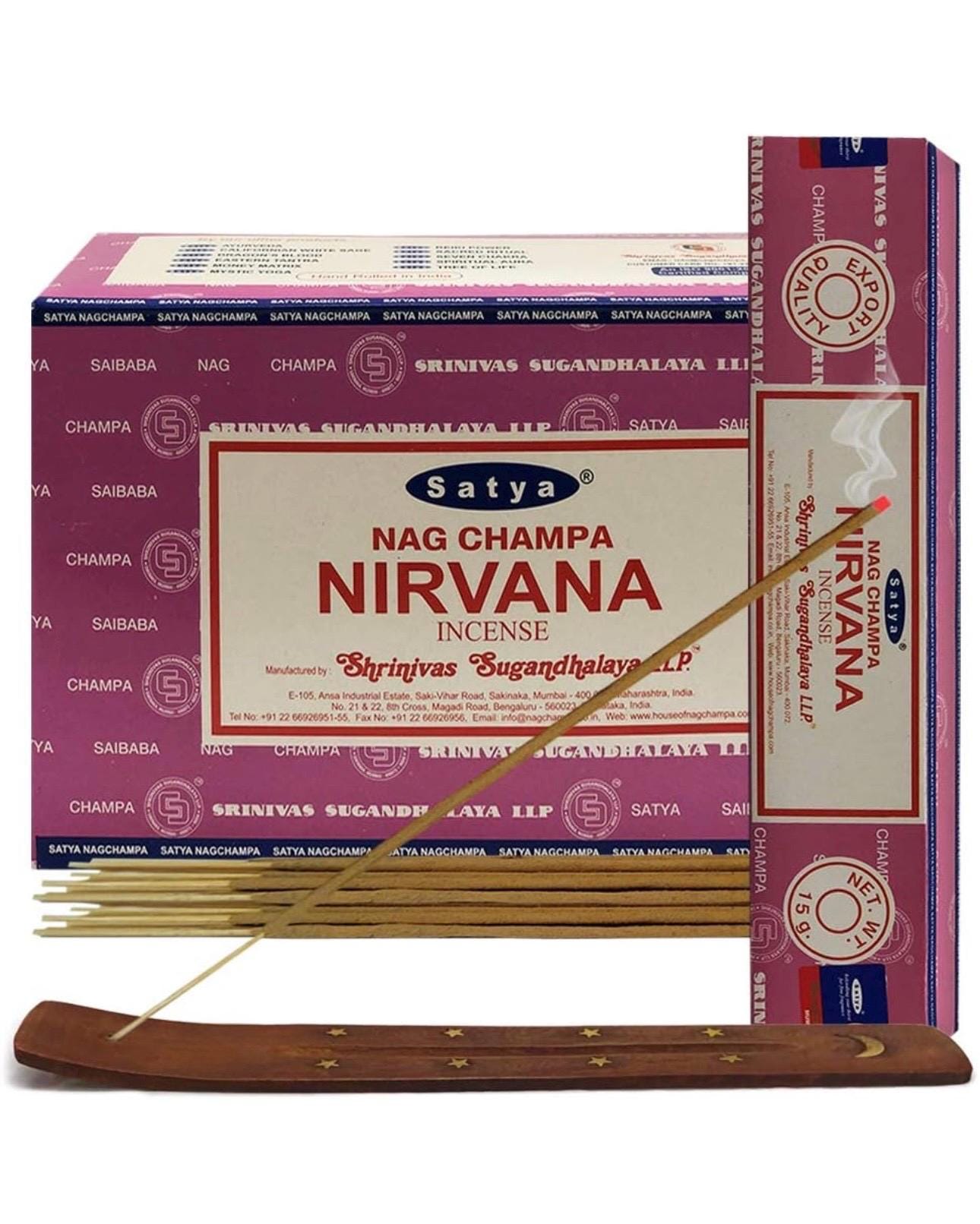 Satya Nag Champa Nirvana 180 grams. 12 boxes x 15 g per box. Premium Handrolled Incense sticks.