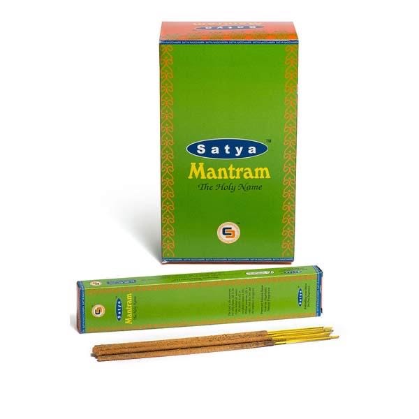 Satya Nag Champa Mantram 180 grams. 12 boxes x 15 g per box. Premium Handrolled Incense sticks.