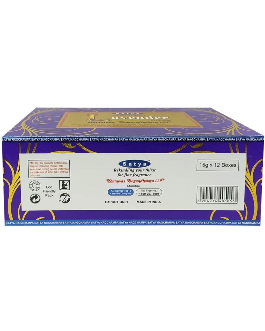 Satya Nag Champa Natural Lavender 180 grams. 12 boxes x 15 g per box. Premium Handrolled Incense sticks.