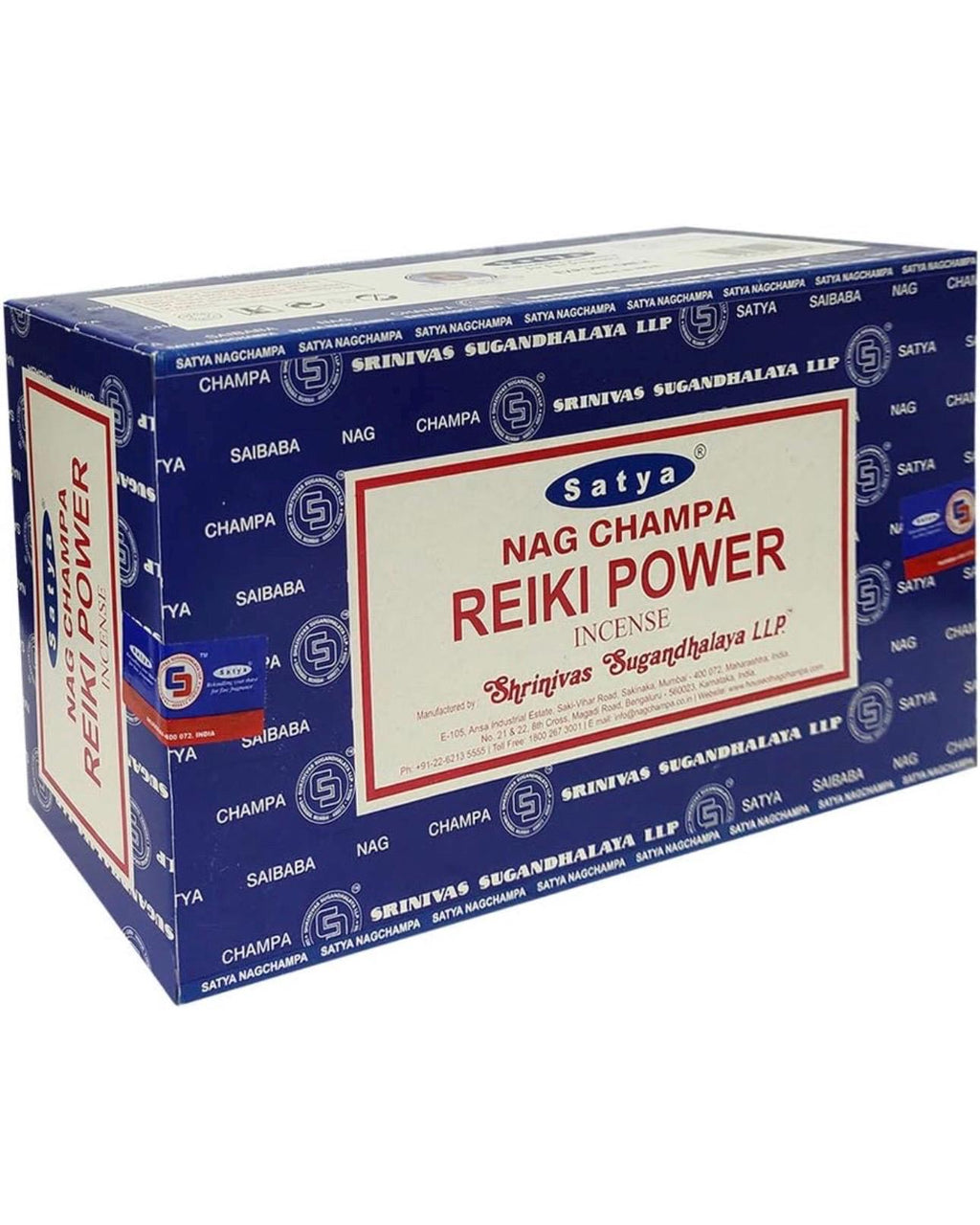 Satya Nag Champa Reiki Power 180 grams. 12 boxes x 15 g per box. Premium Handrolled Incense sticks.