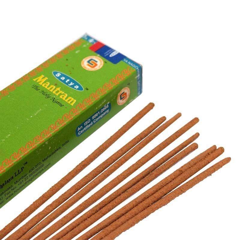 Satya Nag Champa Mantram 180 grams. 12 boxes x 15 g per box. Premium Handrolled Incense sticks.
