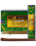 Satya Nag Champa Natural Patchouli 180 grams. 12 boxes x 15 g per box. Premium Handrolled Incense sticks.