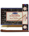 Satya Nag Champa Black Opium 180 grams. 12 boxes x 15 g per box. Premium Handrolled Incense sticks.