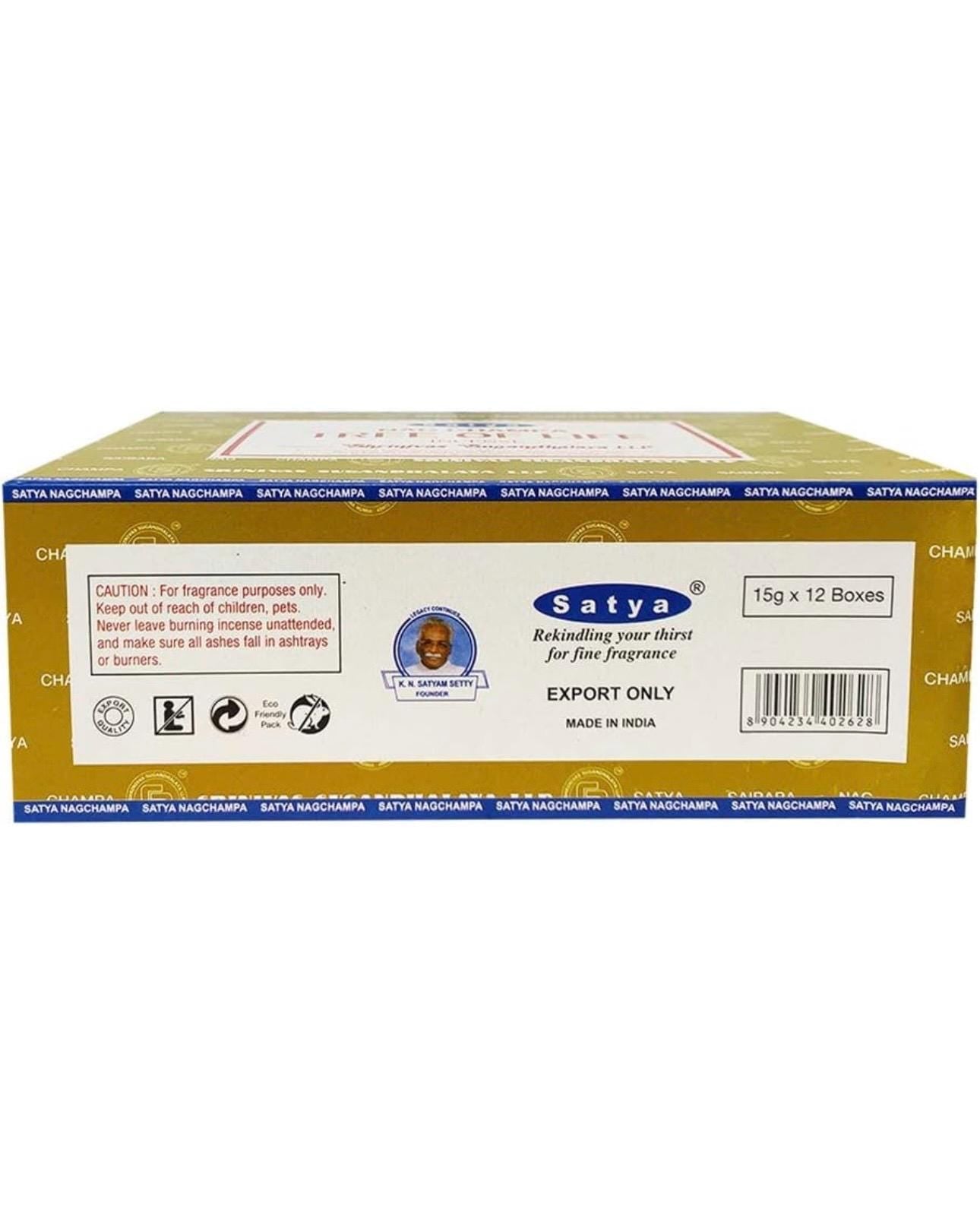 Satya Nag Champa Tree Of Life 180 grams. 12 boxes x 15 g per box. Premium Handrolled Incense sticks.