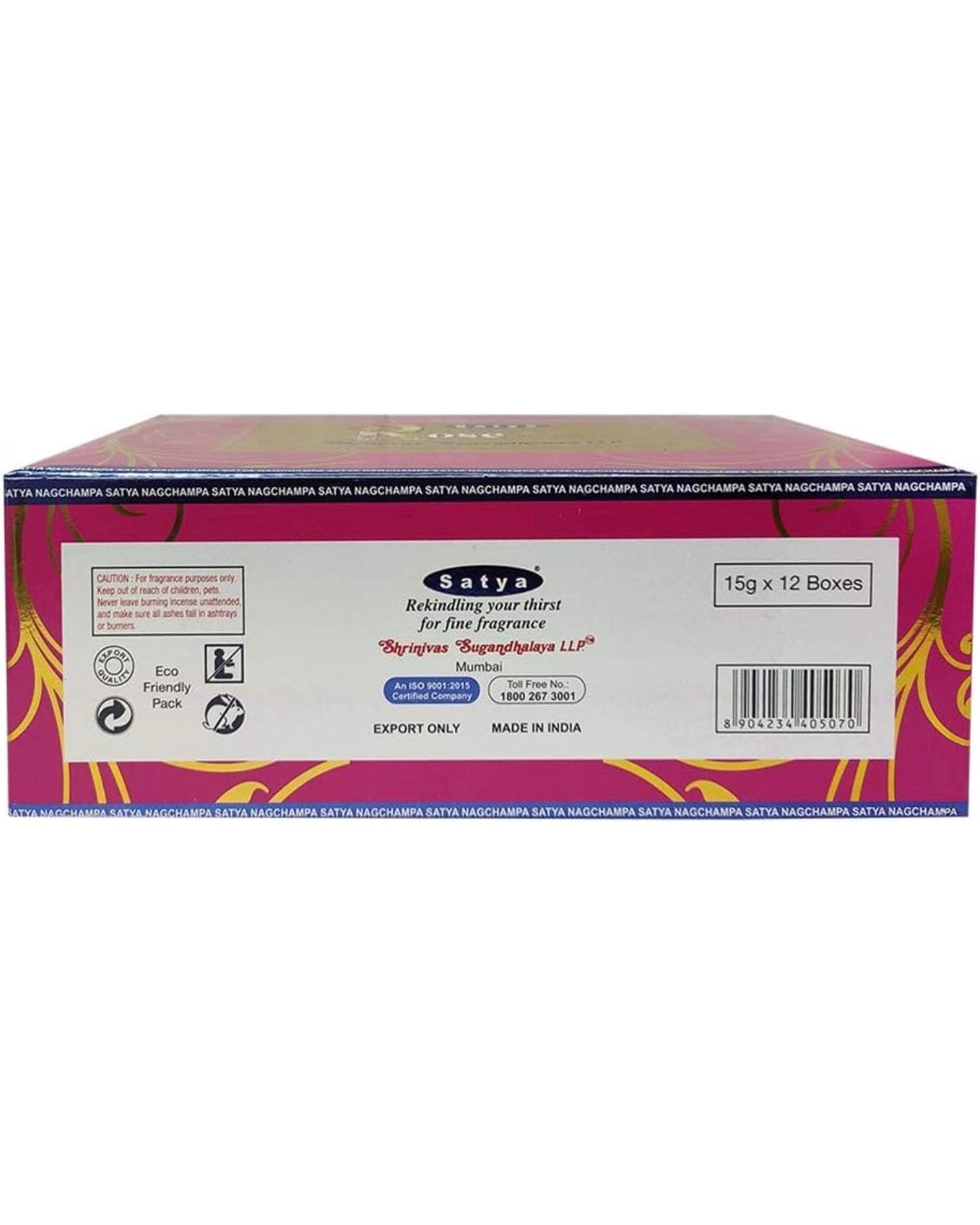 Satya Nag Champa Natural Rose 180 grams. 12 boxes x 15 g per box. Premium Handrolled Incense sticks.