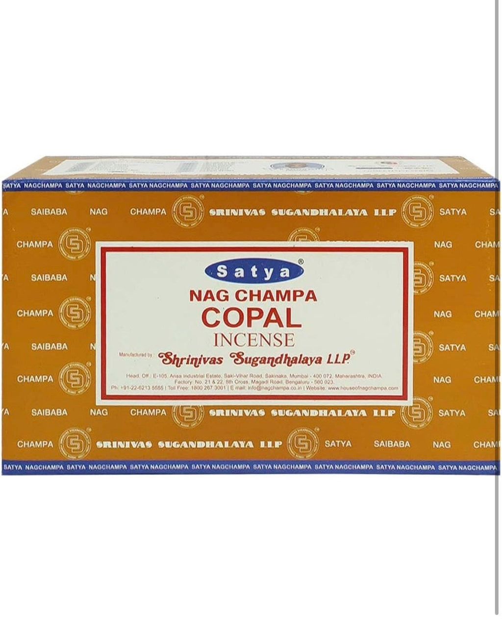Satya Nag Champa Copal 180 grams. 12 boxes x 15 g per box. Premium Handrolled Incense sticks.