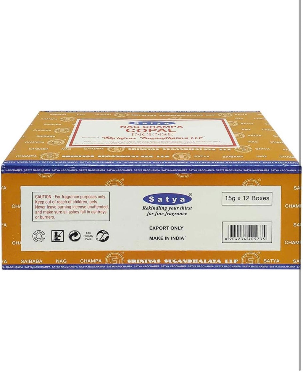 Satya Nag Champa Copal 180 grams. 12 boxes x 15 g per box. Premium Handrolled Incense sticks.