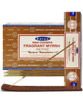 Satya Nag Champa Fragrant Myrrh 180 grams. 12 boxes x 15 g per box. Premium Handrolled Incense sticks.