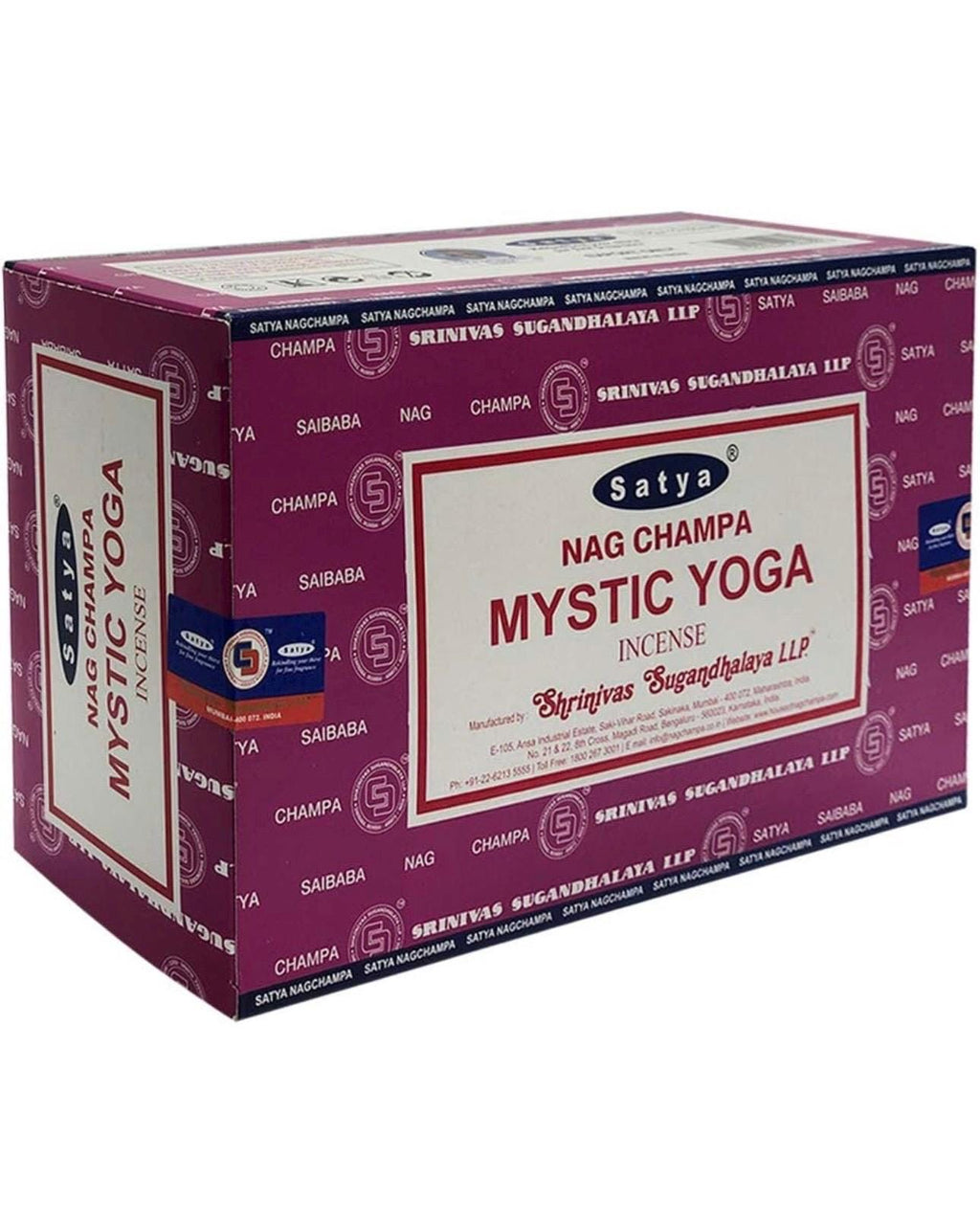 Satya Nag Champa Mystic Yoga 180 grams. 12 boxes x 15 g per box. Premium Handrolled Incense sticks.