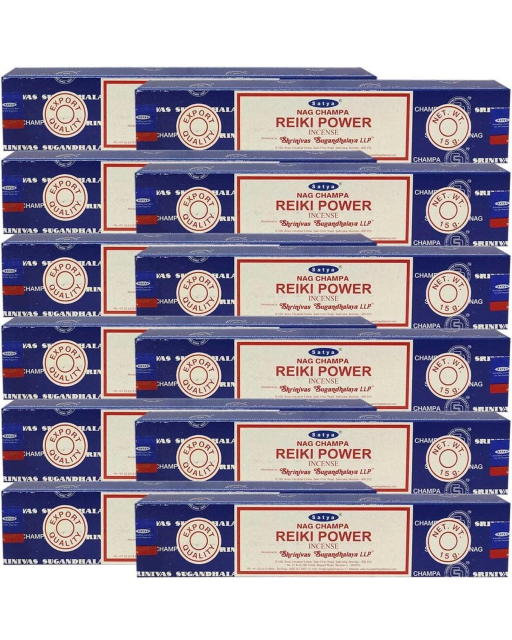 Satya Nag Champa Reiki Power 180 grams. 12 boxes x 15 g per box. Premium Handrolled Incense sticks.