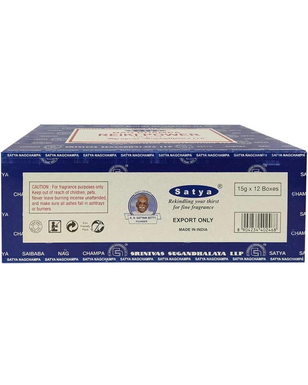Satya Nag Champa Reiki Power 180 grams. 12 boxes x 15 g per box. Premium Handrolled Incense sticks.
